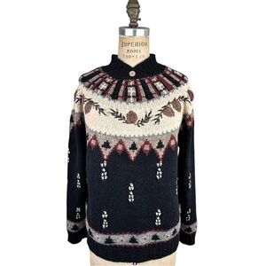 Vintage St Johns Bay Womens Sweater Large Cotton Wool Rustic Cabin Cottage Fall
